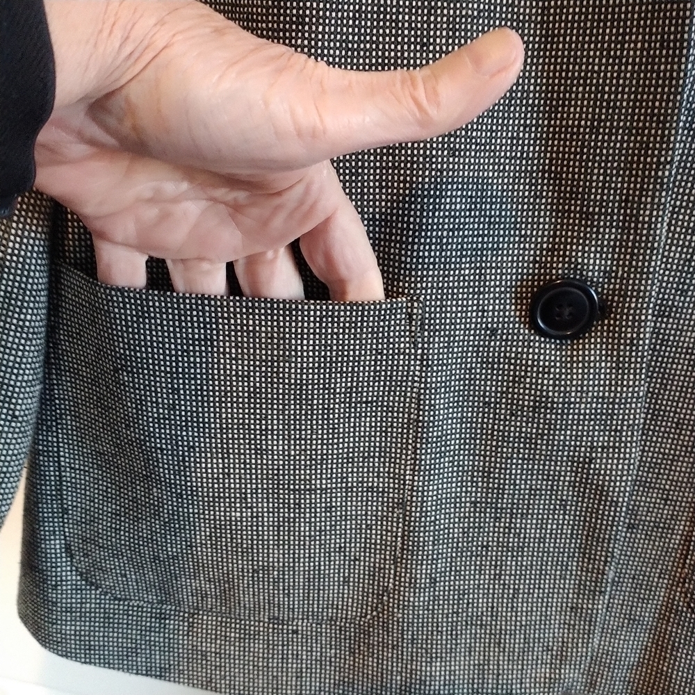 Appleseed's Petite 100 Silk black Tweed Blazer Jacket 10P - Picture 11 of 12